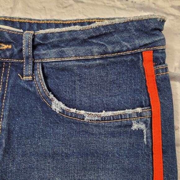 Zara Denim Trafaluc Shorts with Red Racing Stripe size 6 - Picture 7 of 13